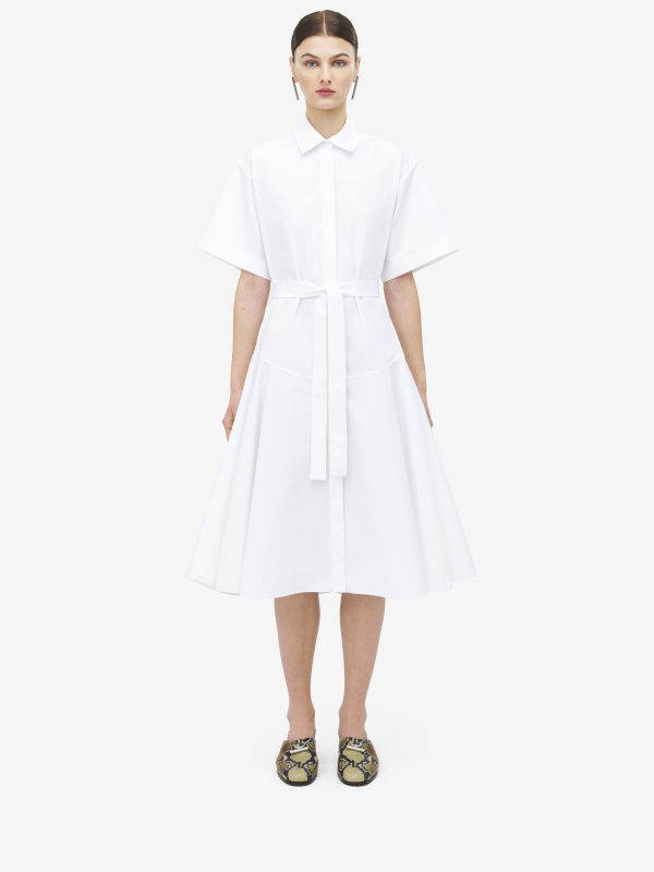 ALEXANDER MCQUEEN - Cotton Poplin Shirt Dress - Item 839777QAAAY9000